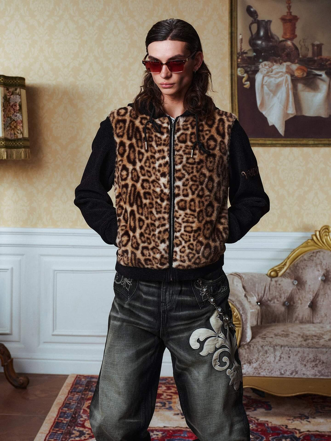 YADcrew Leopard Print Color Block Hooded Jacket | Face 3 Face