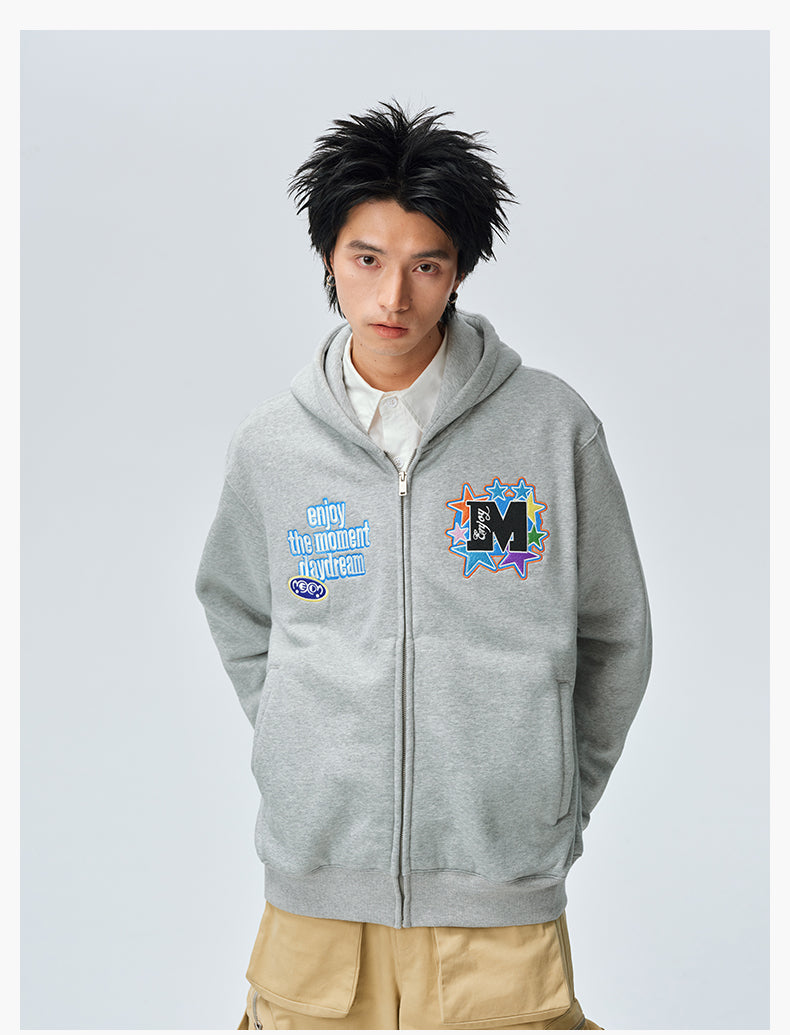 MEDM Blooming Star Embroidered Zip-Up Hoodie | Face 3 Face
