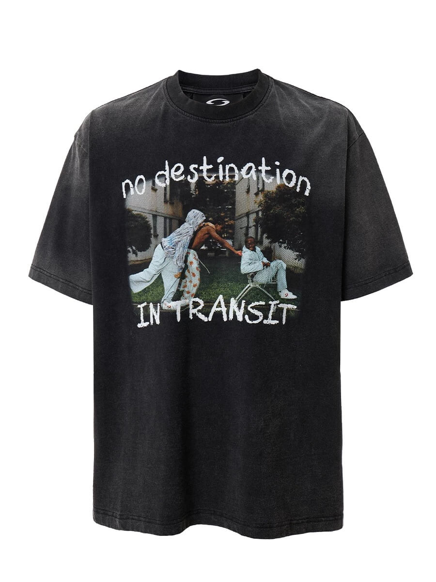 F2CE Vintage Photo Print Washed Distressed Short Sleeve Tee | Face 3 Face