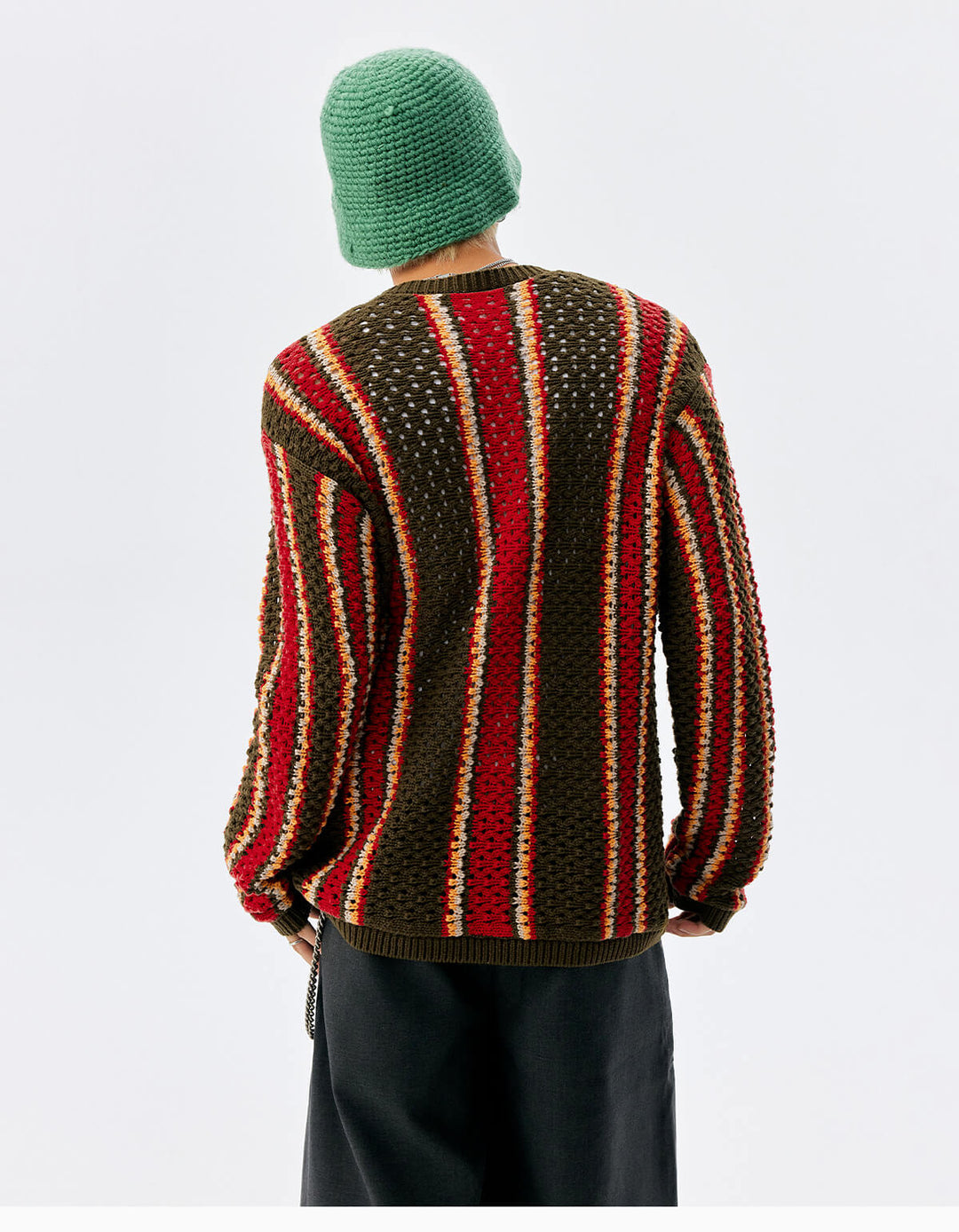 MEDM Multi Color Striped Open Knit Sweater | Face 3 Face