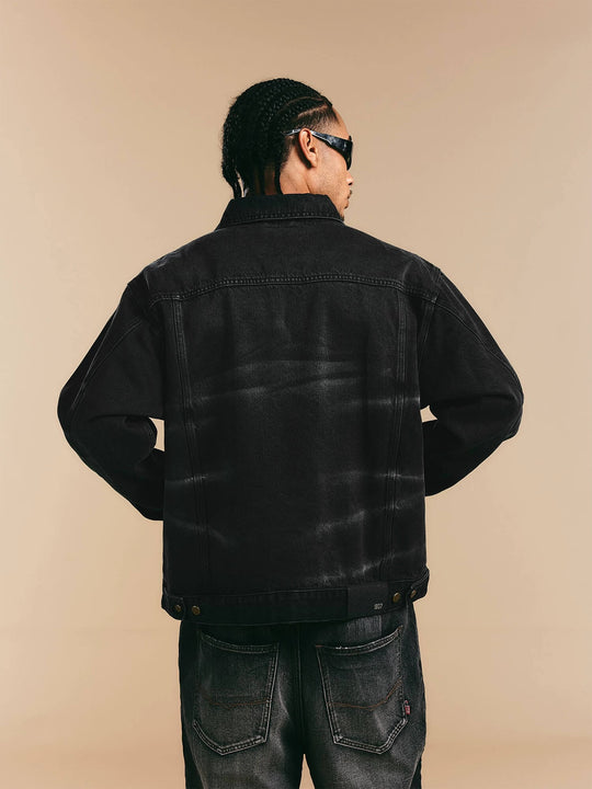 1807 Cat Whiskers Washed Black Denim Jacket | Face 3 Face
