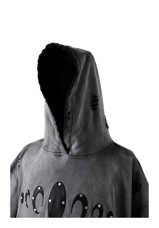 KARMANISTIC Distressed Washed Rivets Hoodie | Face 3 Face