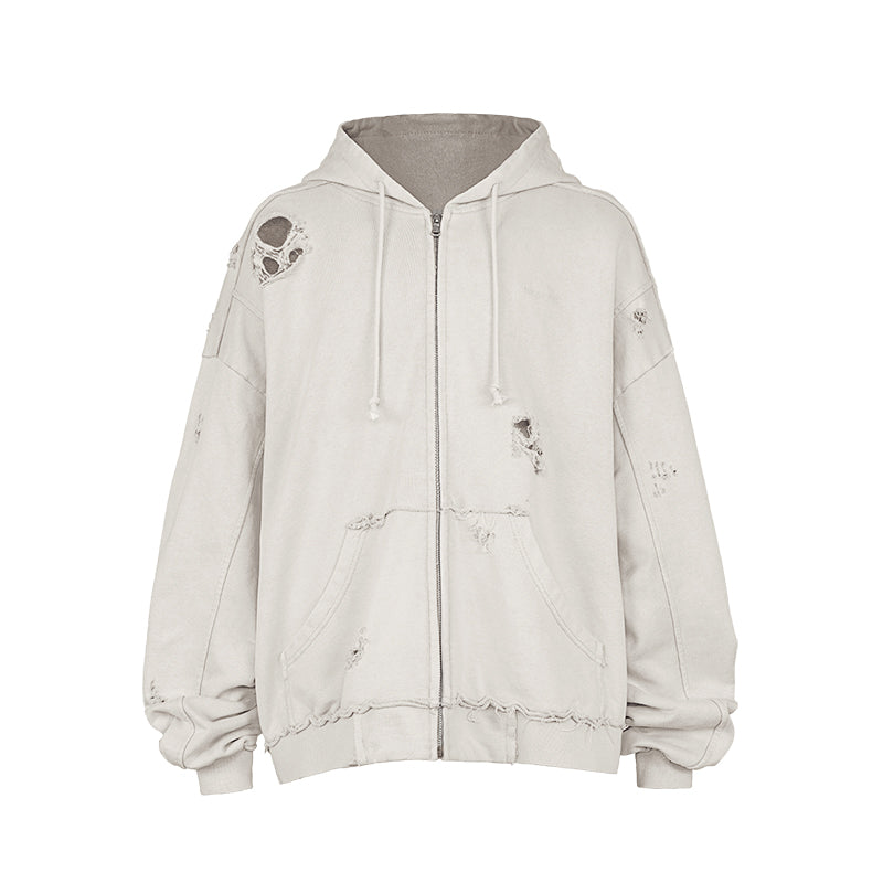 UNDERWATER Wasteland Distressed Zip Up Hoodie