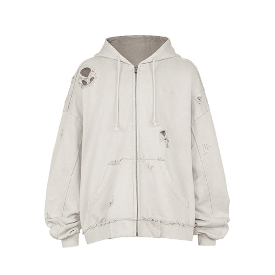 UNDERWATER Wasteland Distressed Zip Up Hoodie