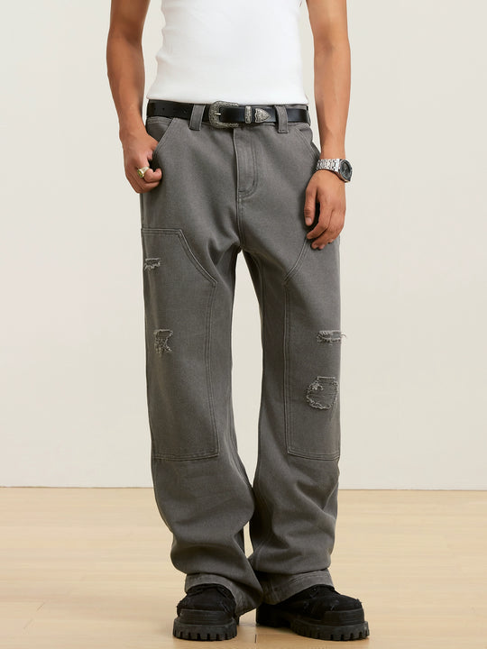 Small Town Kid Destroyed Washed Double Knee Pants | Face 3 Face