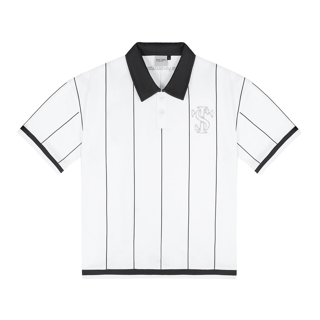 Small Town Kid Pearl Logo Striped Polo Jersey | Face 3 Face