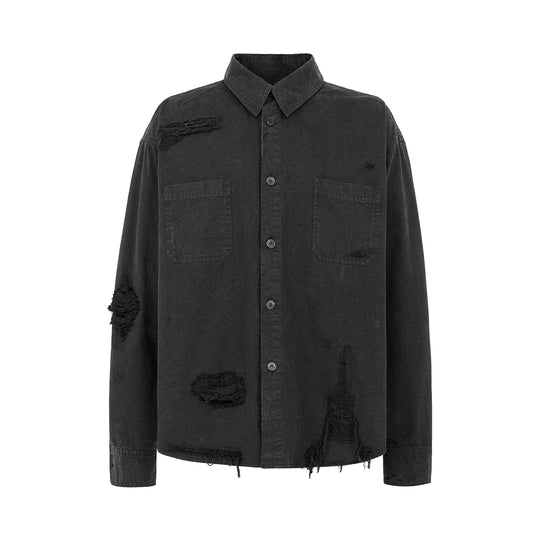 UNDERWATER Sand Washed Destroyed Needle Embroidery Shirt Jacket