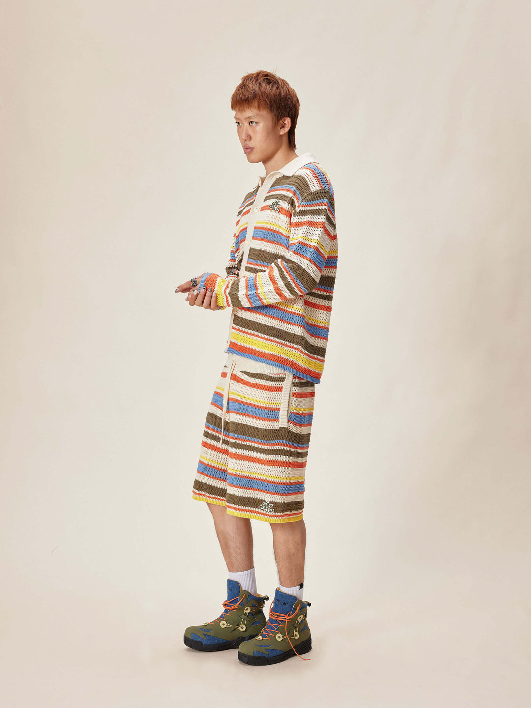 EVILKNIGHT(EK) Multicolor Striped Knit Cardigan