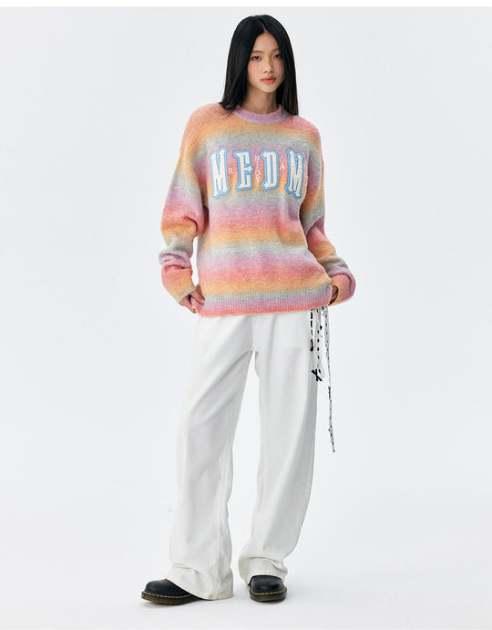 MEDM Logo Patch Rainbow Gradient Knit Sweater | Face 3 Face