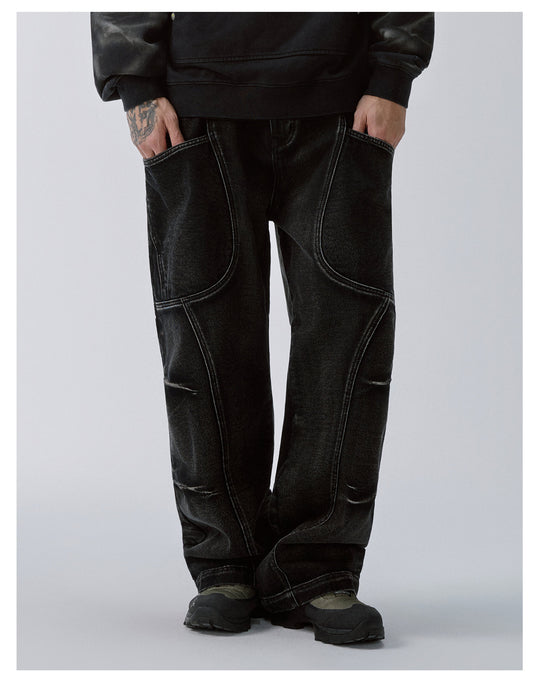 F2CE Stitching Deconstruction Utility Jeans | Face 3 Face