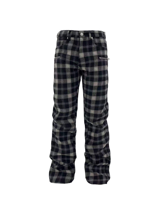 KARMANISTIC Zip Pocket Plaid Pants | Face 3 Face