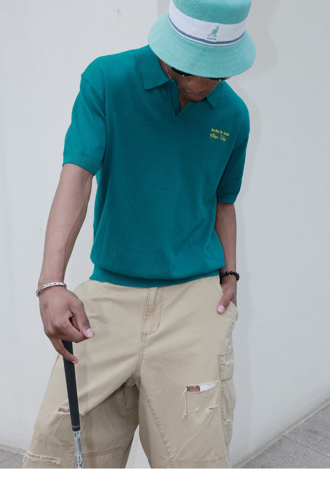 STEEPC Embroidered Boxy Knit Polo | Face 3 Face