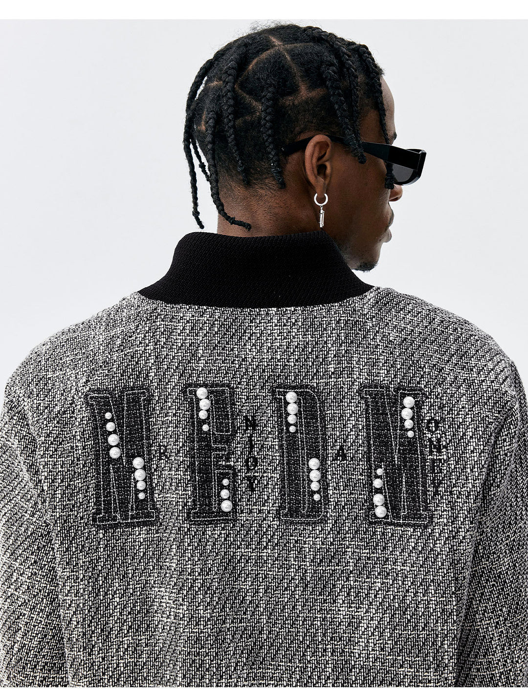 MEDM Pearl Tweed Short Varsity Jacket | Face 3 Face