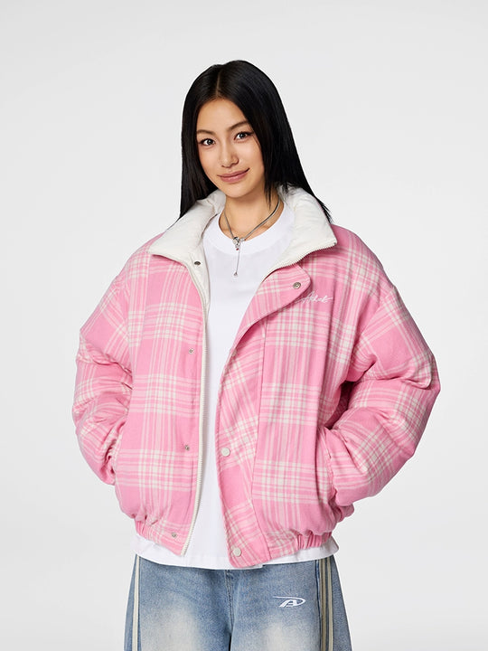 Achock Plaid Lining Reversible Down Jacket | Face 3 Face