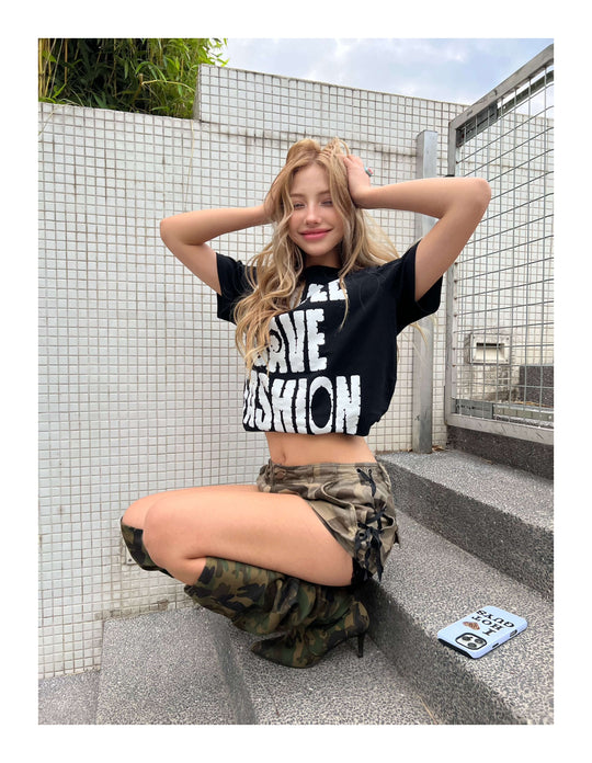 KARMANISTIC Rhinestone Slogan Print Tee | Face 3 Face