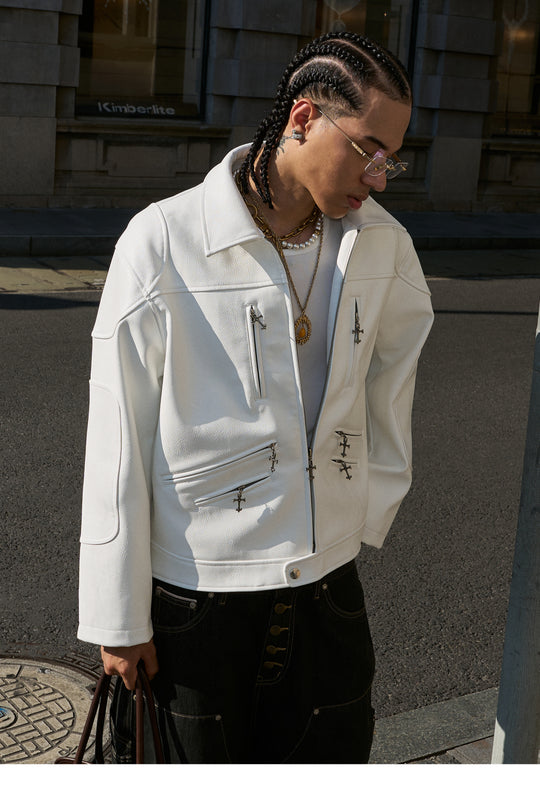 STEEPC Two Tone Leather Racing Jacket | Face 3 Face