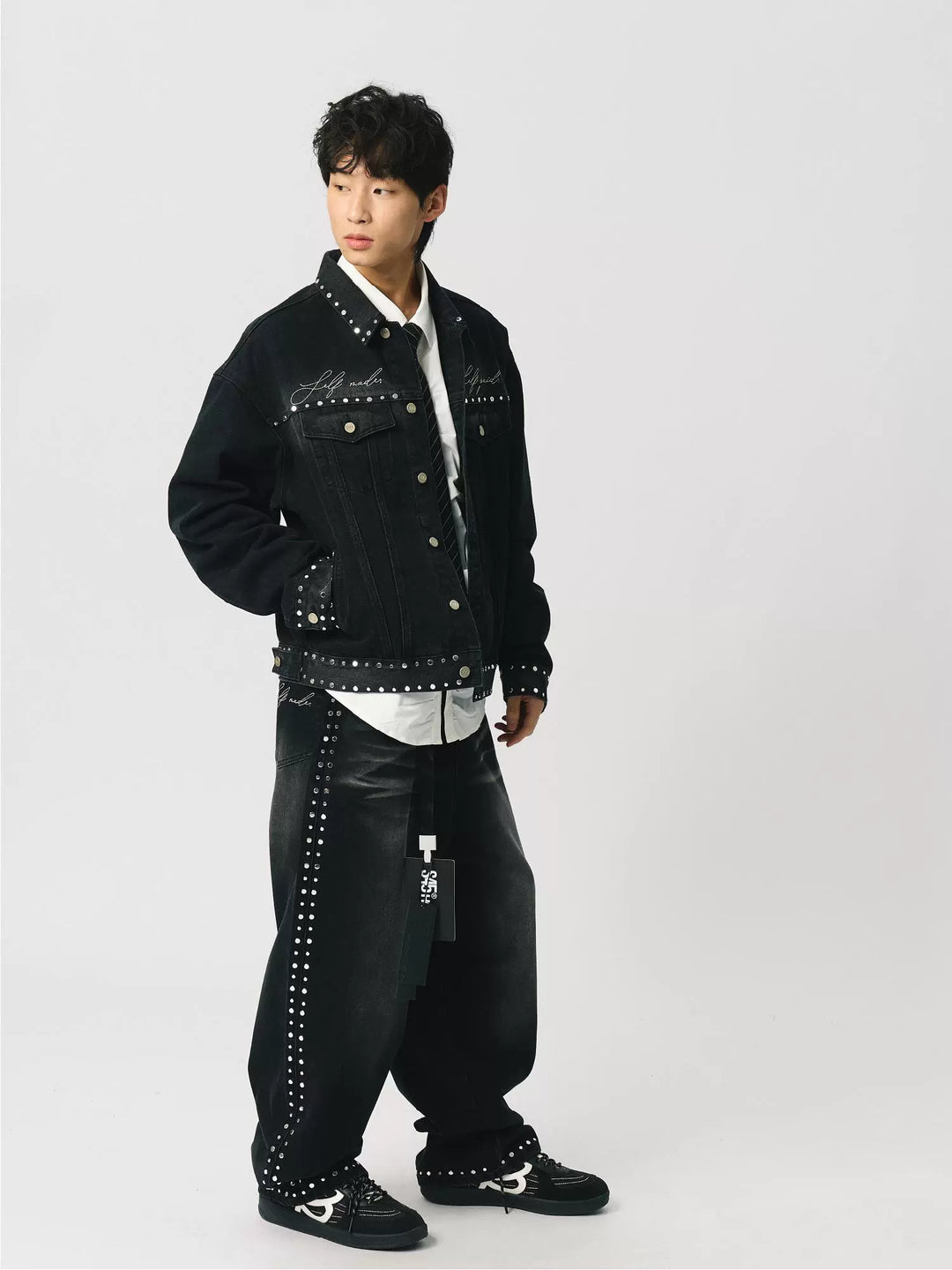 S45 Mixed Stud Washed Jeans | Face 3 Face