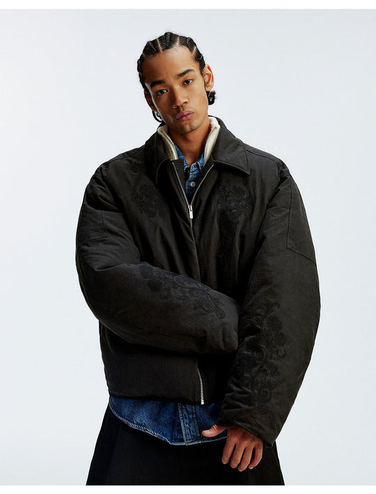MEDM Floral Embroidered Puffer Jacket | Face 3 Face