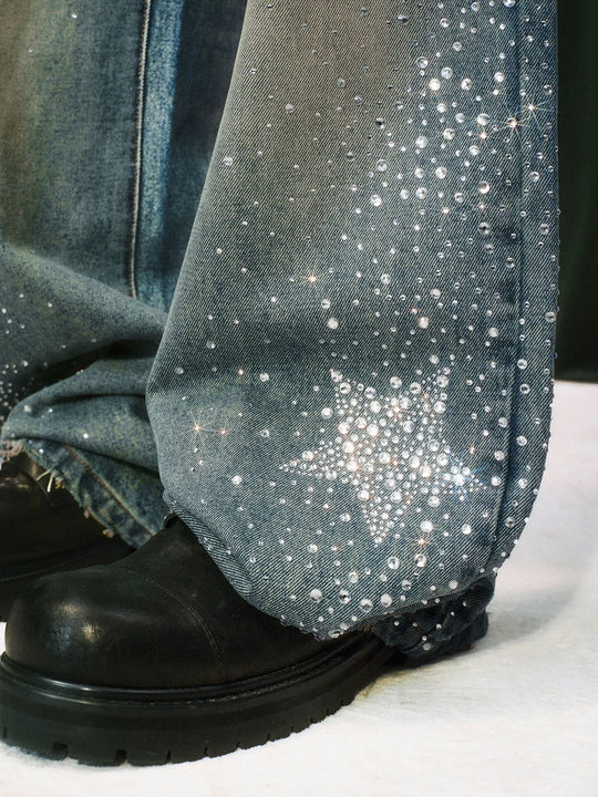 YADcrew Jeweled Rhinestone Star Washed Jeans | Face 3 Face