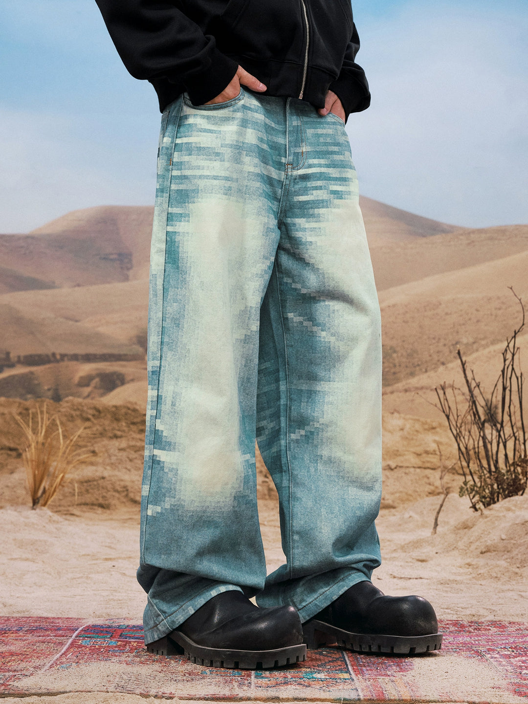 YADcrew 3D Mosaic Print Jeans | Face 3 Face