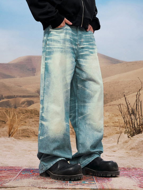 YADcrew 3D Mosaic Print Jeans | Face 3 Face