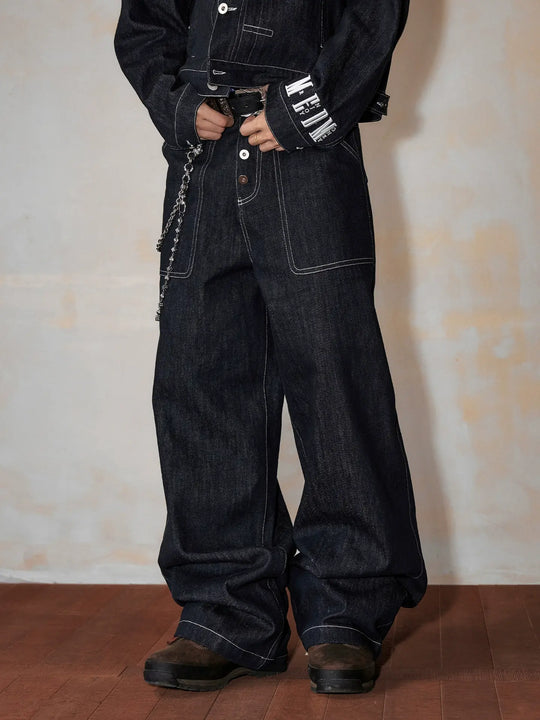 MEDM Denim Baggy Baker Pants | Face 3 Face