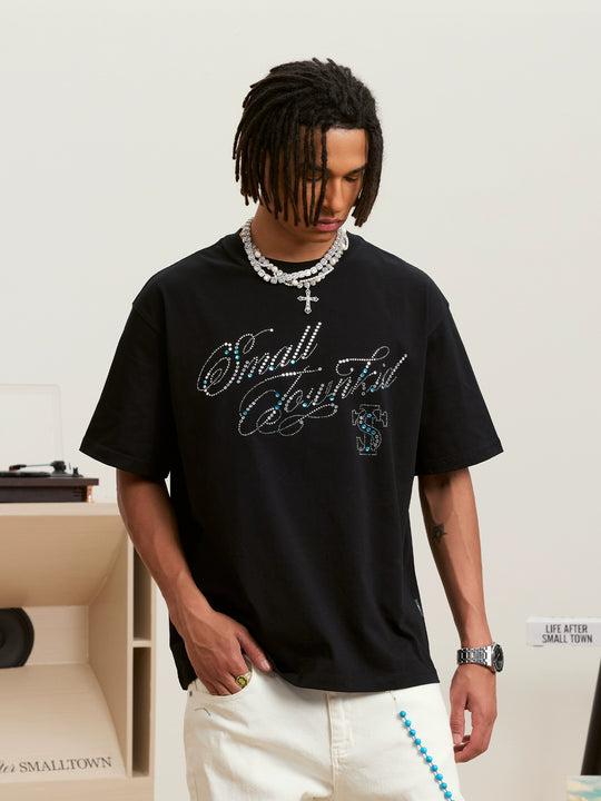 Small Town Kid Rhinestone Jewelry Lettering Tee | Face 3 Face