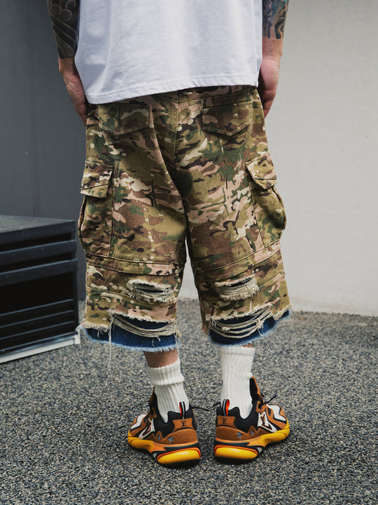 S45 Double Layer Destruction Camouflage Shorts | Face 3 Face