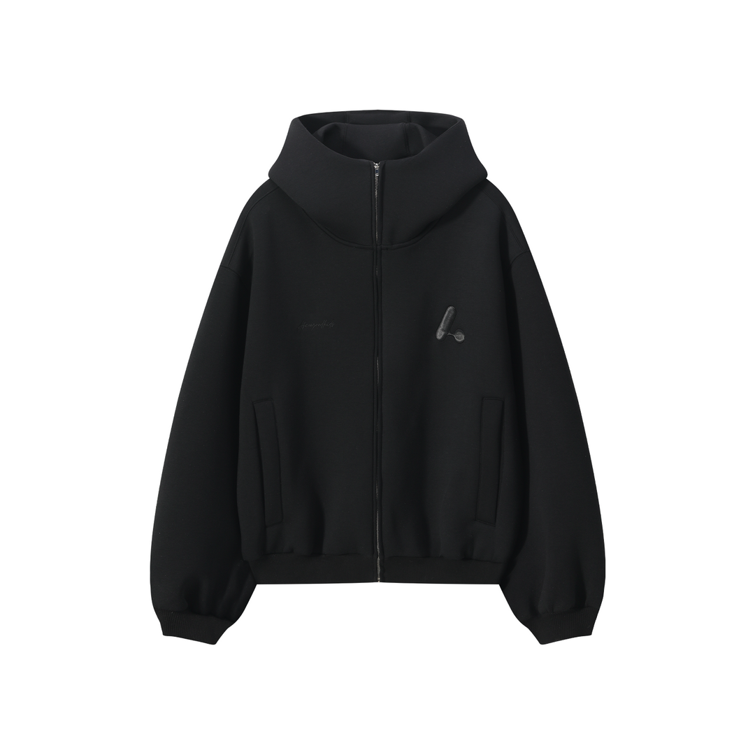 AFGK Air Layer High Collar Embroidered Oversized Zip-Up Hoodie | Face 3 Face