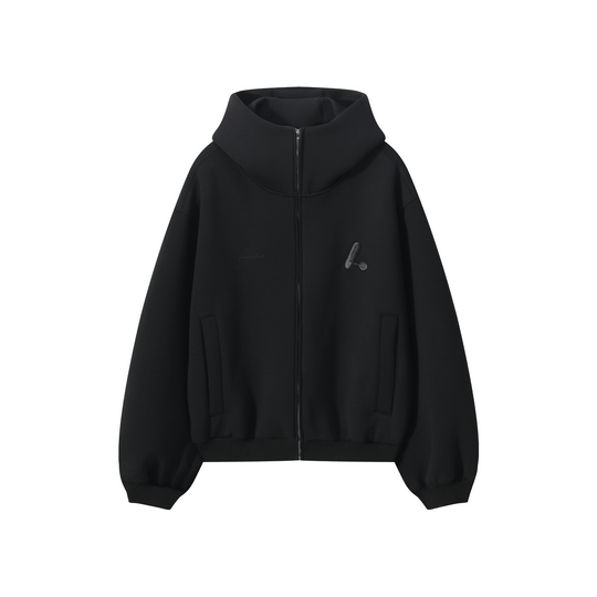 AFGK Air Layer High Collar Embroidered Oversized Zip-Up Hoodie | Face 3 Face
