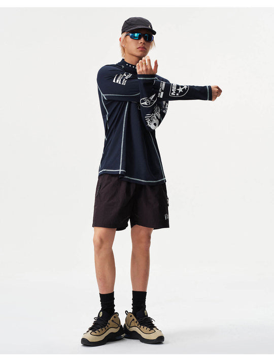 MEDM Multi Logo Print Quick Dry Long Sleeve Sports Tee | Face 3 Face