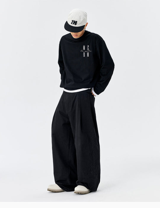 MEDM Side Seam 3D Embroidered Work Baggy Pants | Face 3 Face