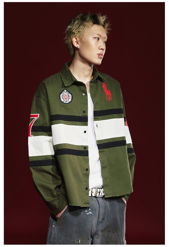 Remedy 3D Embroidered Striped Long Sleeve Shirt | Face 3 Face