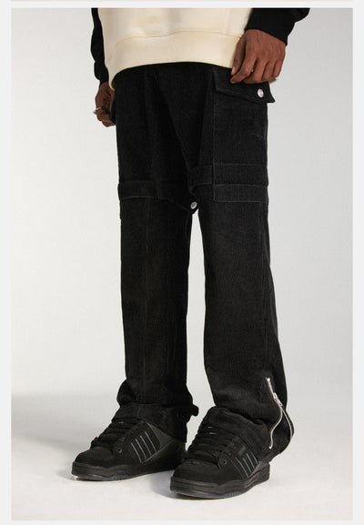 DICETINY Corduroy Leg Zip Work Cargo Jeans | Face 3 Face