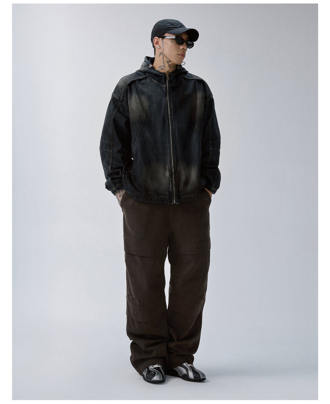 F2CE Reworked Patch Hooded Denim Jacket | Face 3 Face