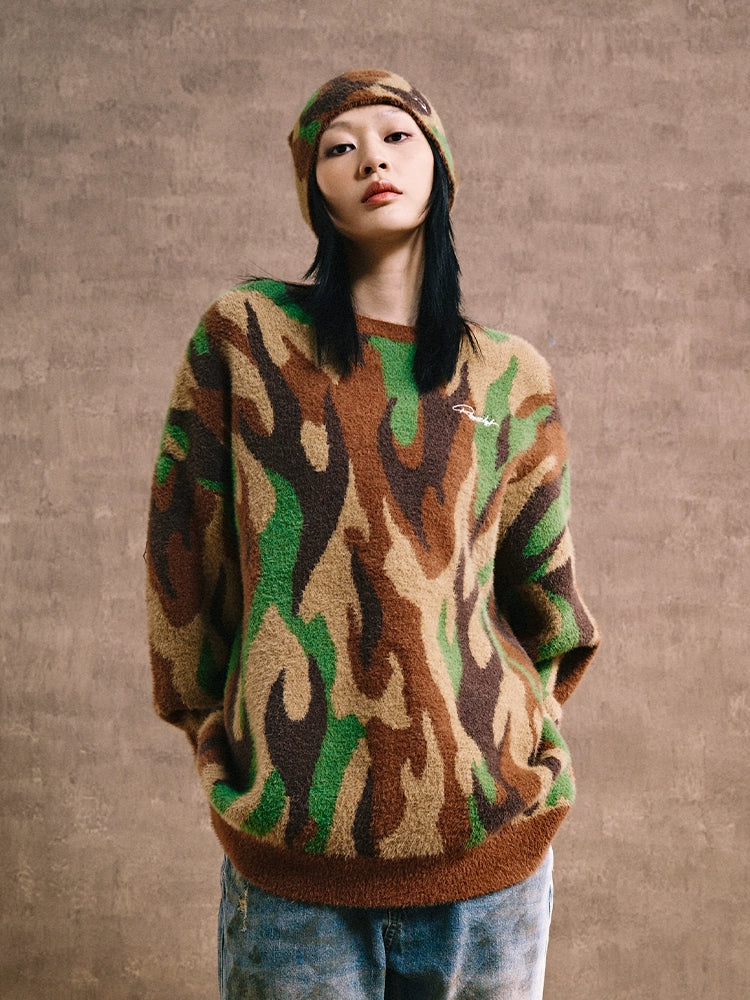Remedy Flame Camouflage Knit Sweater | Face 3 Face