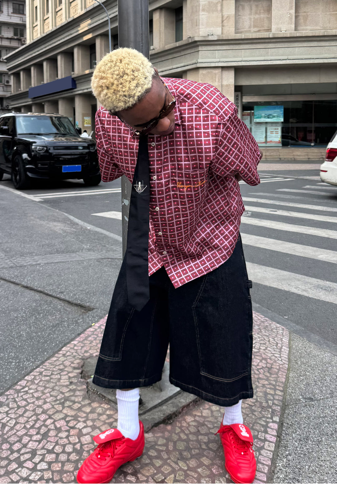 STEEPC Plaid Boxy Wide Short Sleeve Shirt | Face 3 Face