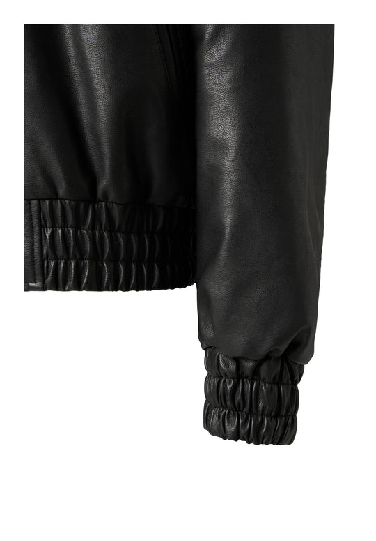 KARMANISTIC Graphic Embroidered Leather Short Bomber Jacket | Face 3 Face