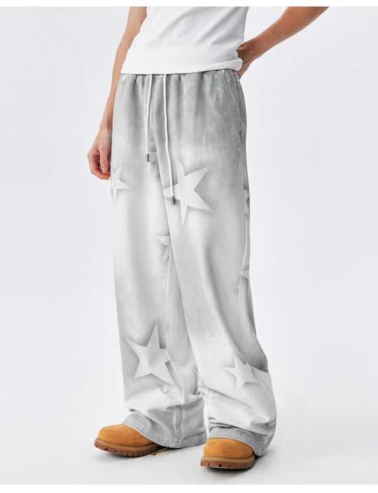 MEDM All Over Star Print Washed Sweatpants | Face 3 Face
