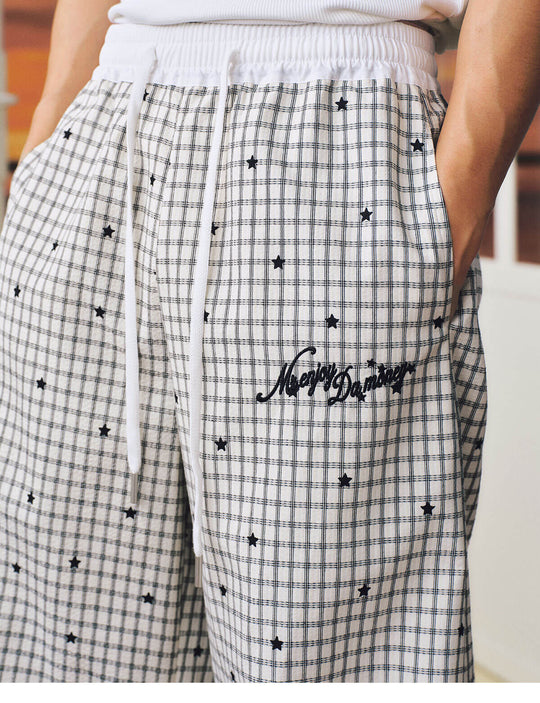 MEDM Star Print Checkered Double Layer Pants | Face 3 Face