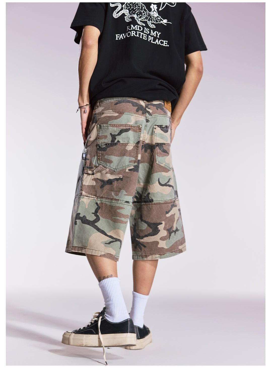 Remedy Leopard and Camouflage Work Painter Baggy Shorts | Face 3 Face