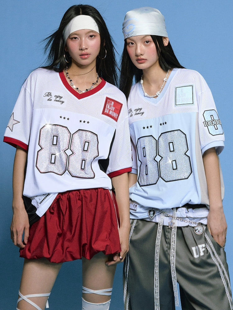 MEDM 88 Numbered Rhinestone Mesh Jersey | Face 3 Face