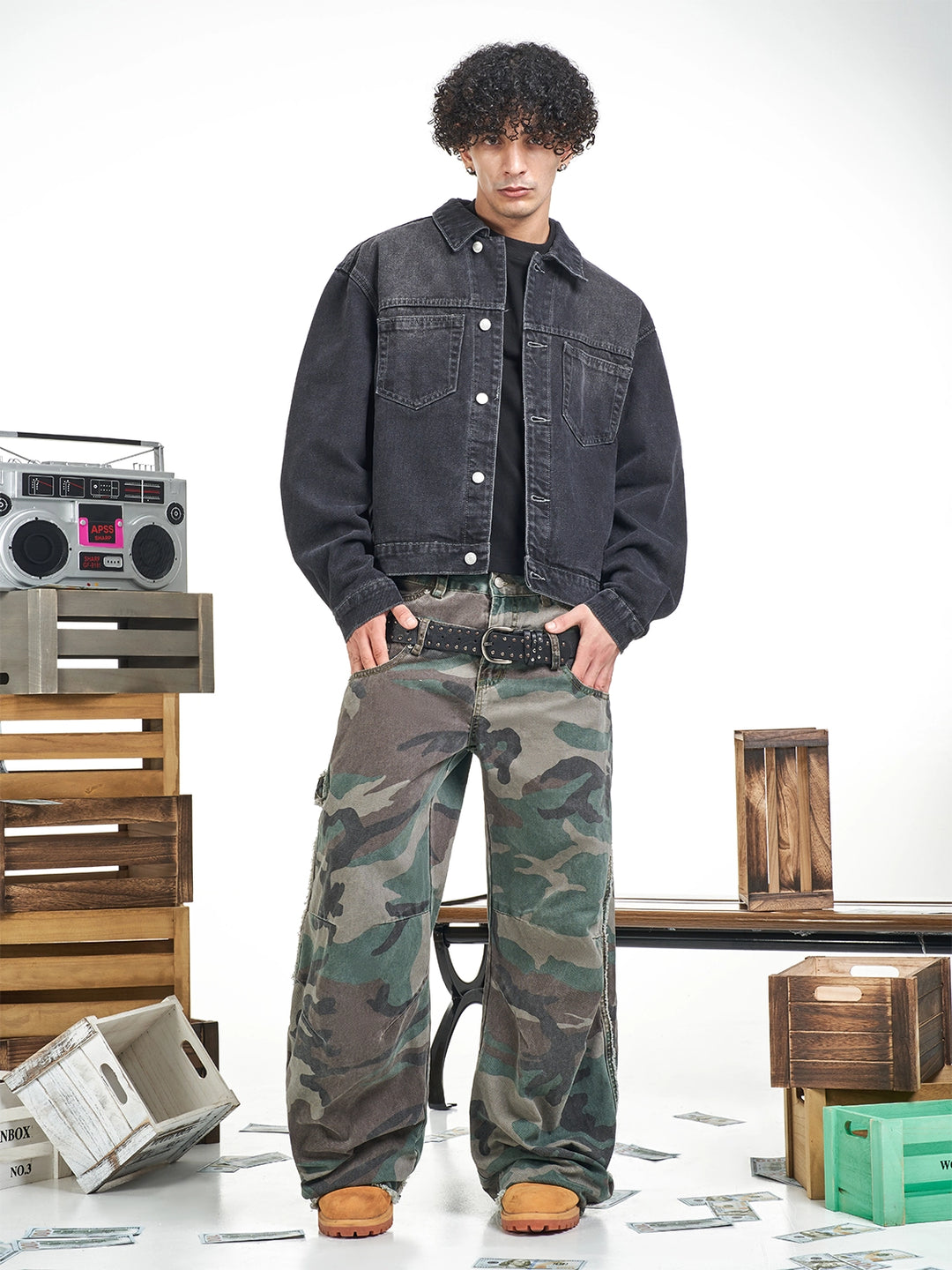 F3F Select Basic Washed Black Denim Jacket | Face 3 Face