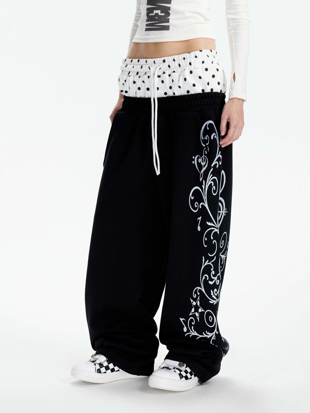 KARMANISTIC Flower Graphic Double Waist Baggy Sweatpants | Face 3 Face
