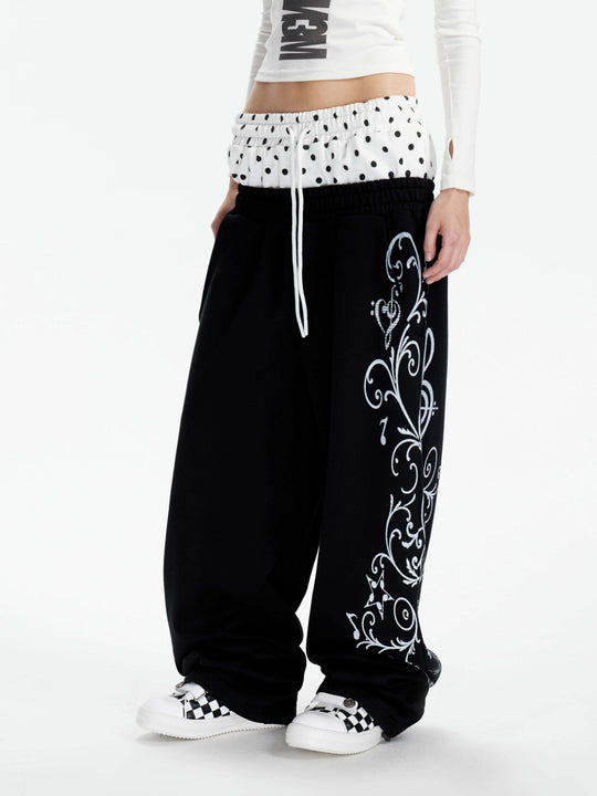 KARMANISTIC Flower Graphic Double Waist Baggy Sweatpants | Face 3 Face