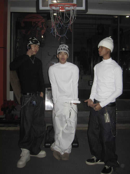 KARMANISTIC Slim Stretch Mock Neck Long Sleeve Tee | Face 3 Face