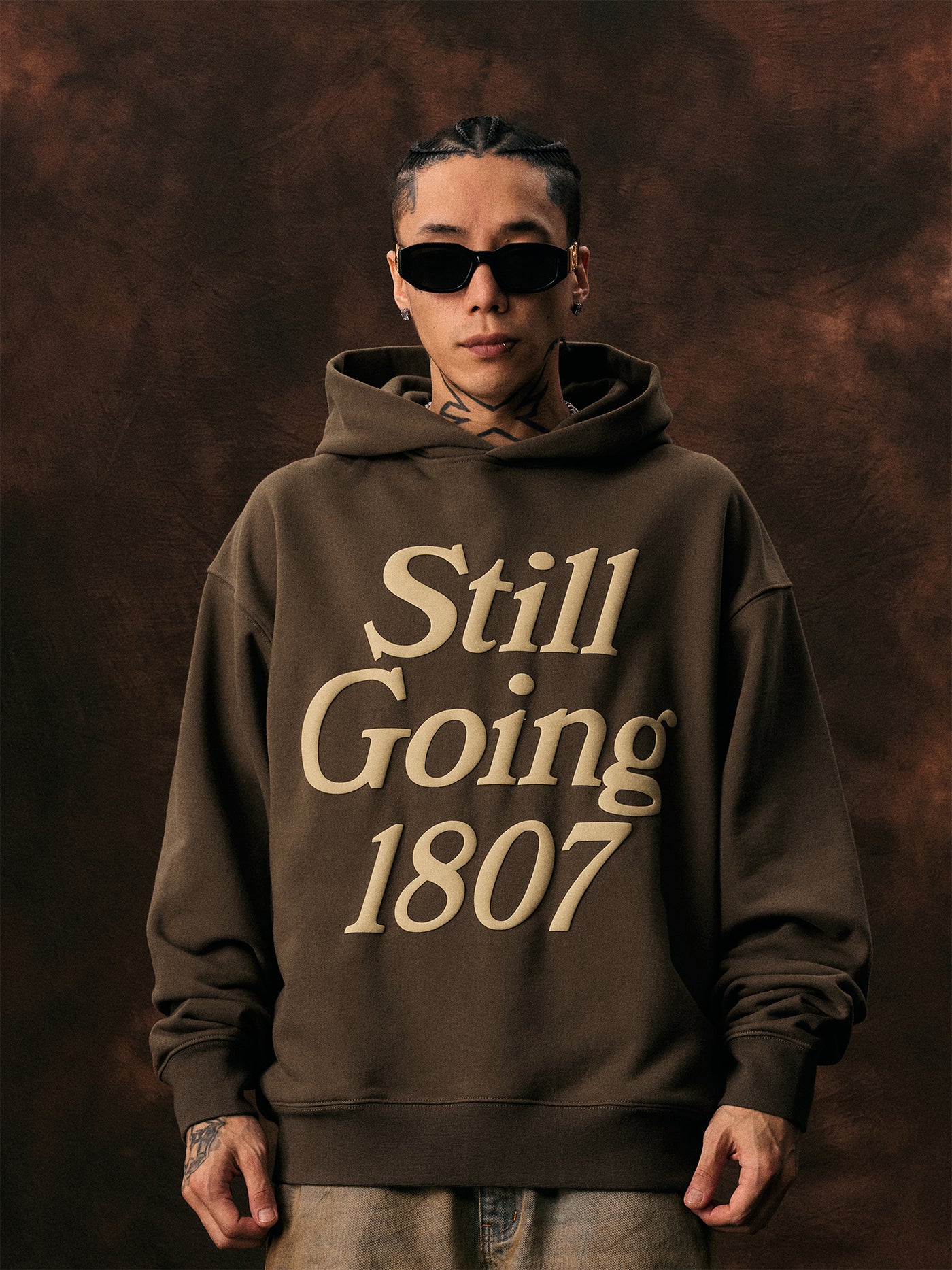 1807 STILL GOING Foam Print Hoodie | Face 3 Face