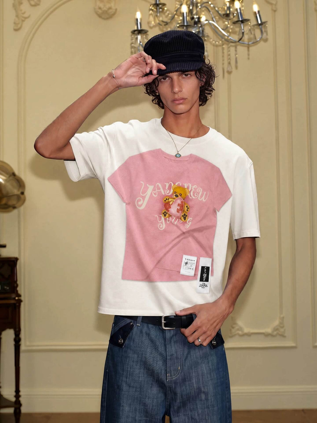 YADcrew Digital Print Cute Bear Rhinestone Tee | Face 3 Face