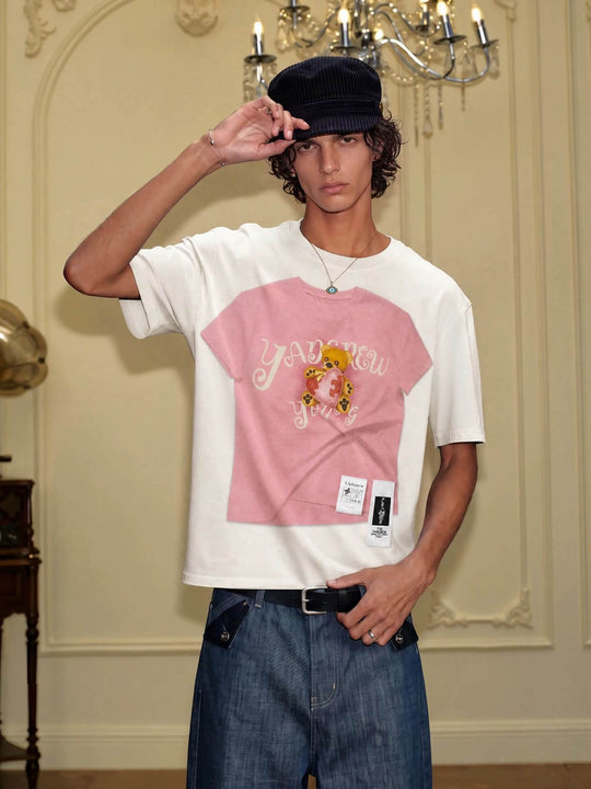 YADcrew Digital Print Cute Bear Rhinestone Tee | Face 3 Face