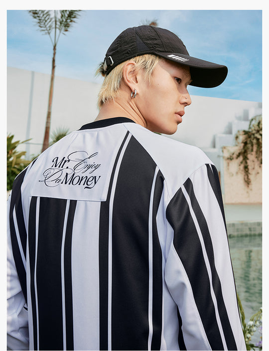 MEDM Rhinestone Logo Striped Soccer Jersey | Face 3 Face